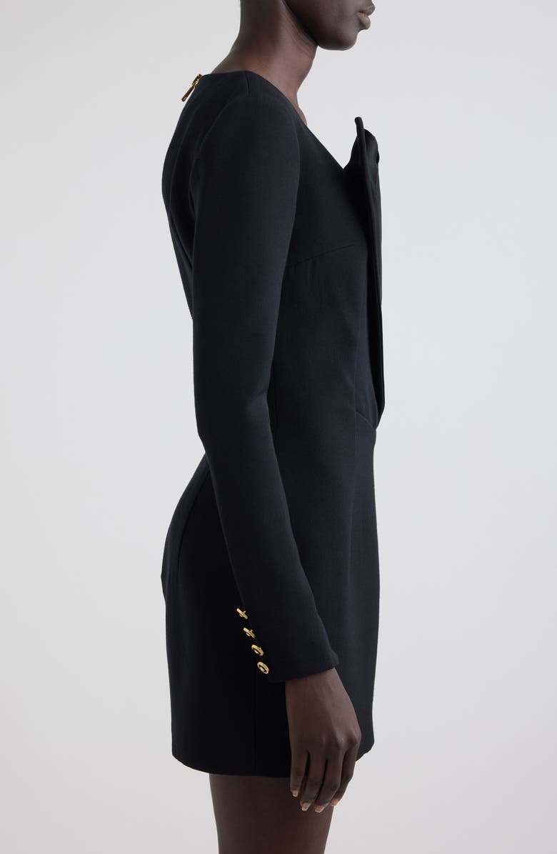 Balmain Double Collar Long Sleeve Wool Dress, Alternate, color, 