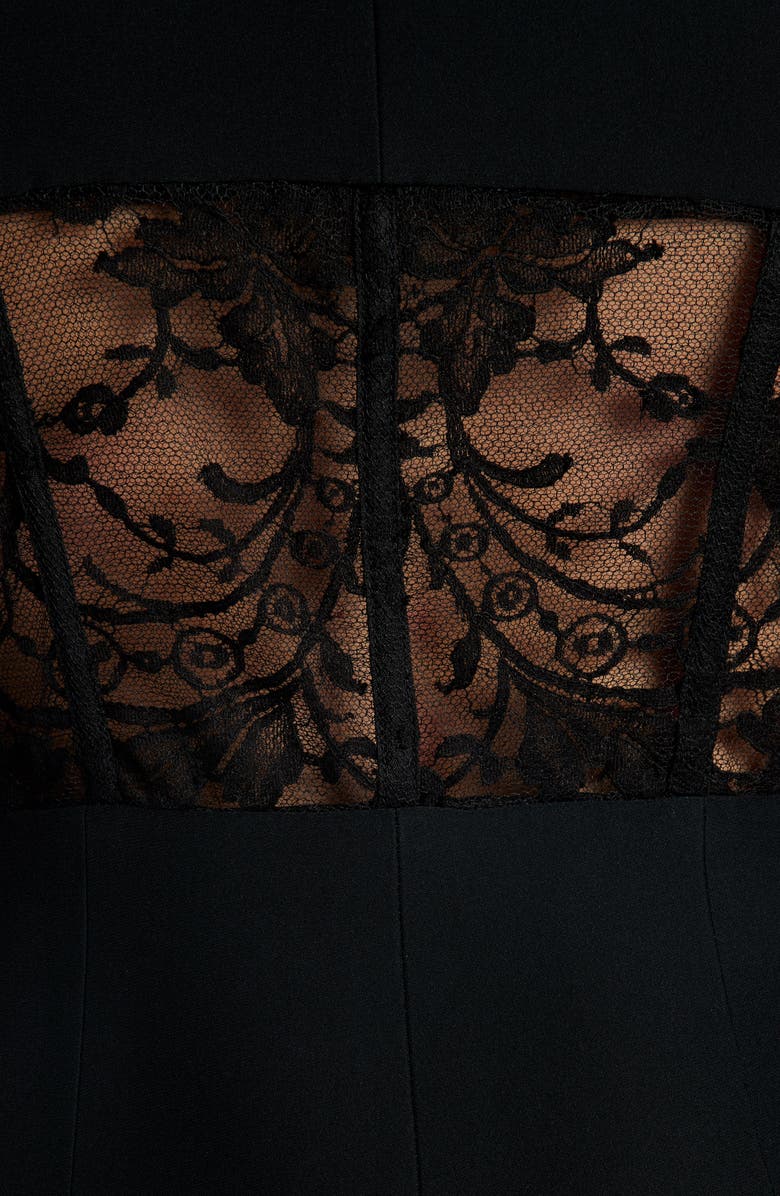 McQueen Alexander McQueen Lace Trim Leaf Crepe Corset Blazer, Alternate, color, 