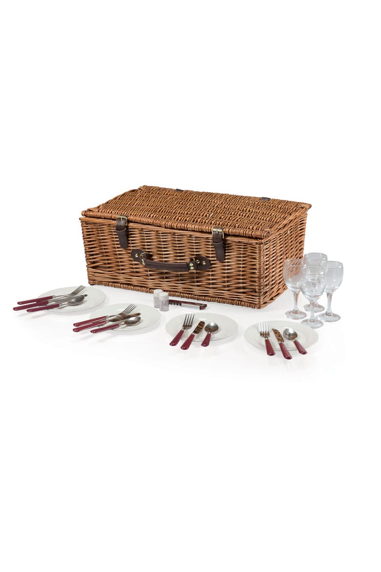 Newbury Picnic Basket, Alternate, color, Navy Blue Burgundy Plaid