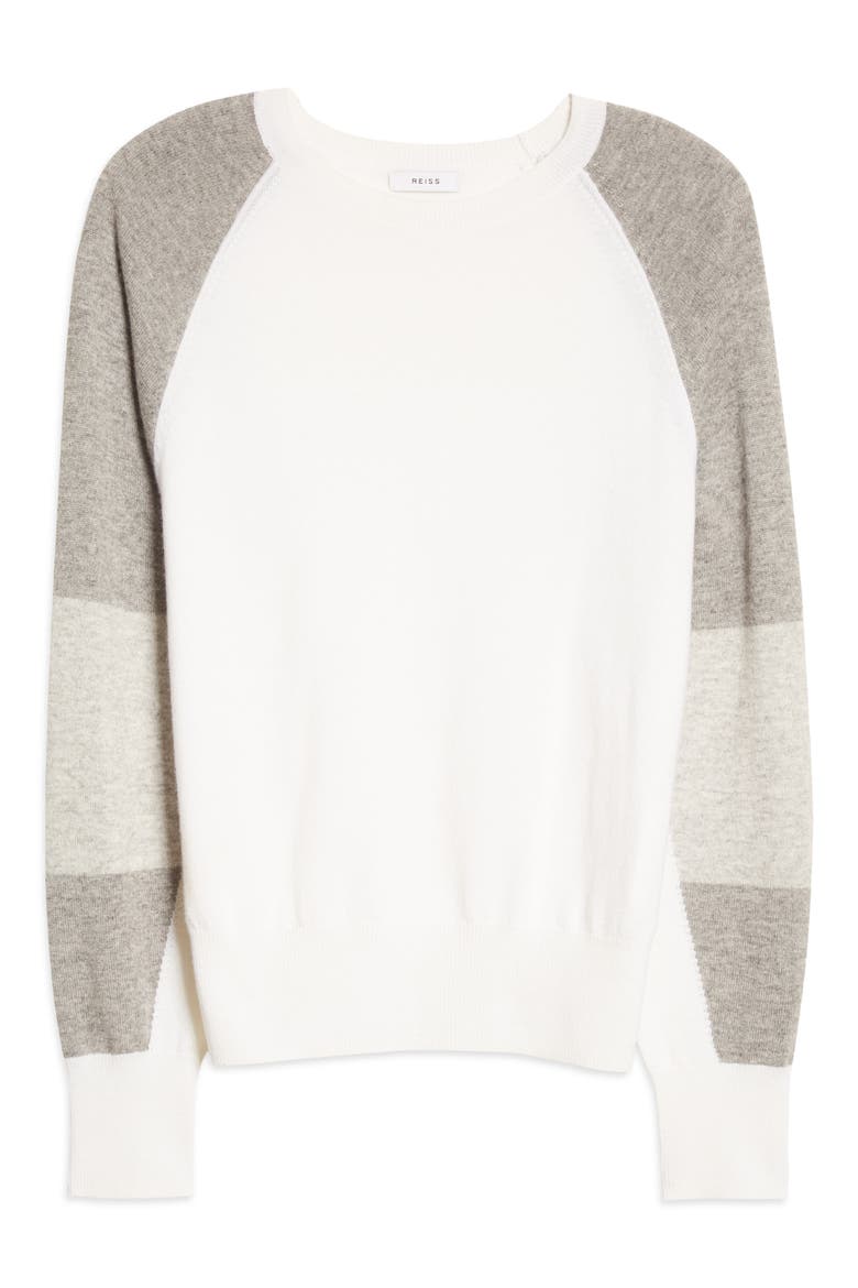 Roma Colorblock Sweater, Alternate, color, GREY/ ECRU