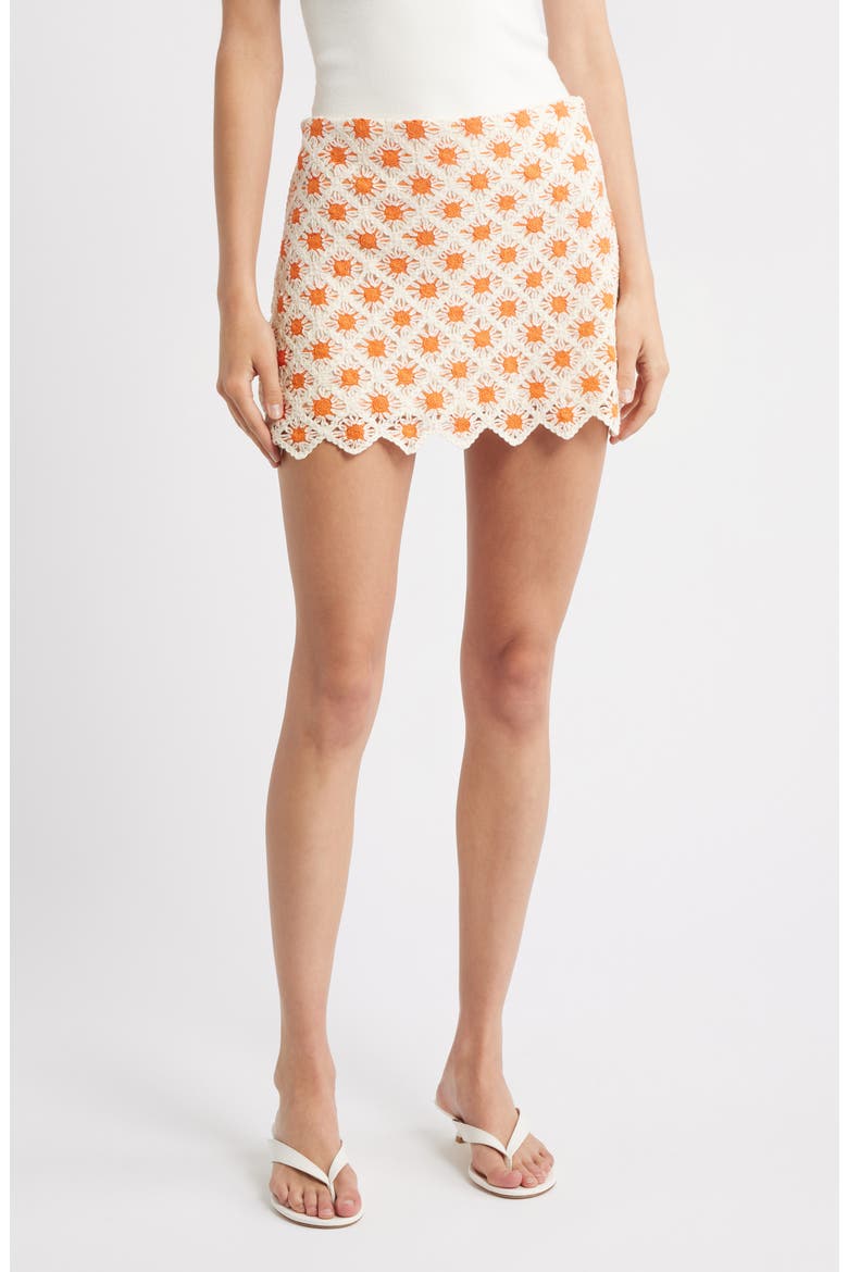 Cameron Crochet Miniskirt, Main, color, ORANGE