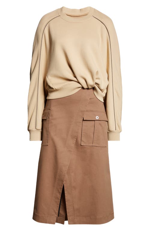3.1 Phillip Lim Mixed Media Dress In Khaki-oak