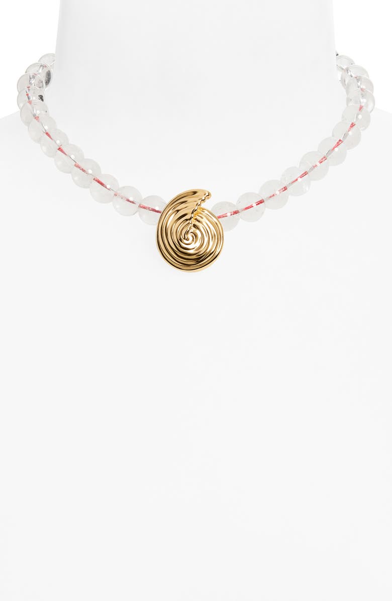 Missoma Spiral Pendant Beaded Necklace, Alternate, color, Gold