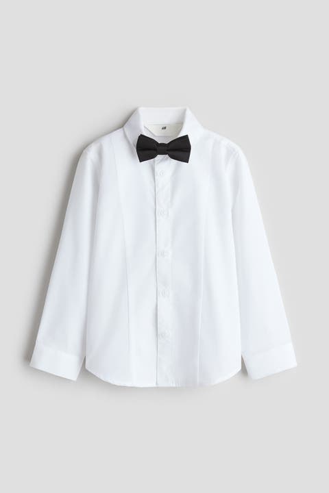 2-piece Tuxedo Shirt And Bow Tie Set