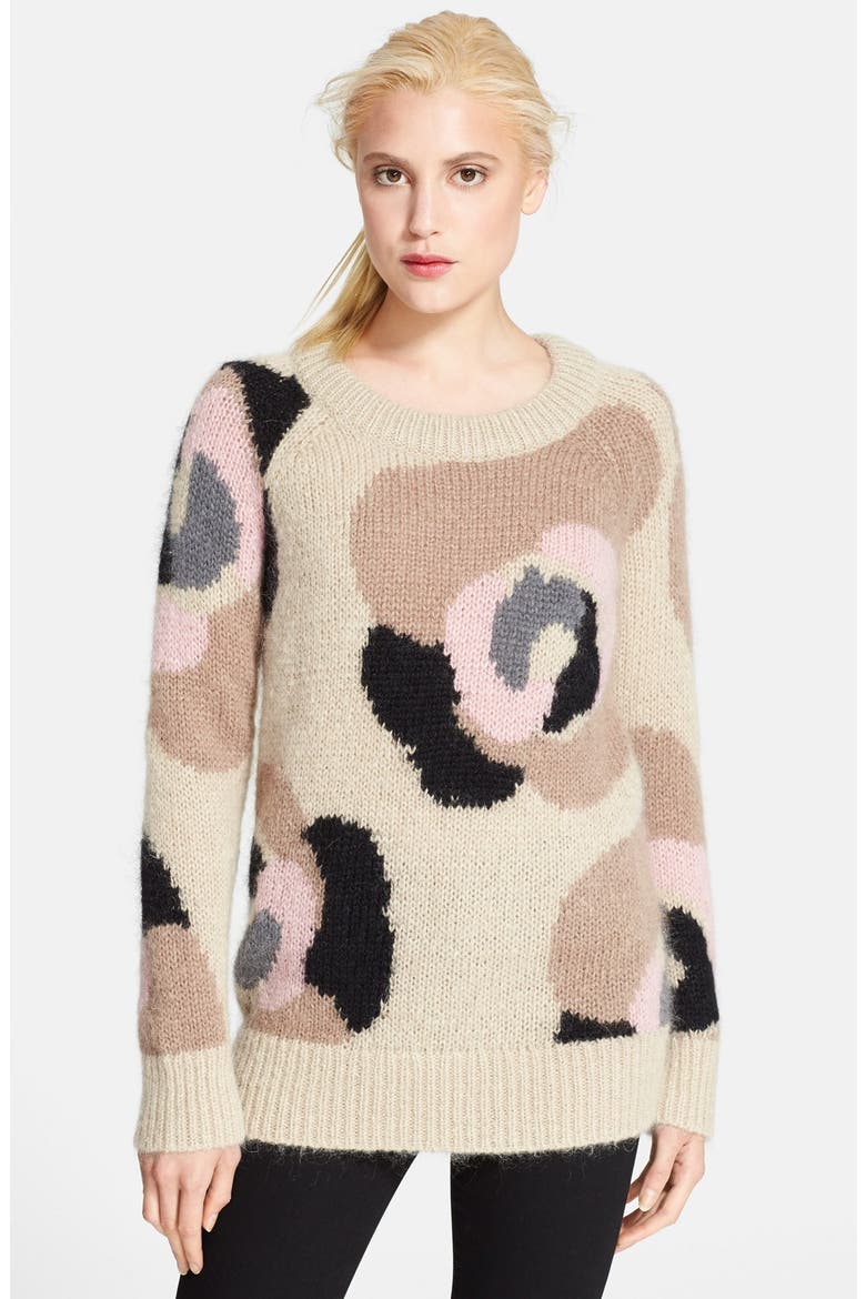 'deco rose' sweater, Main, color, DECO BEIGE
