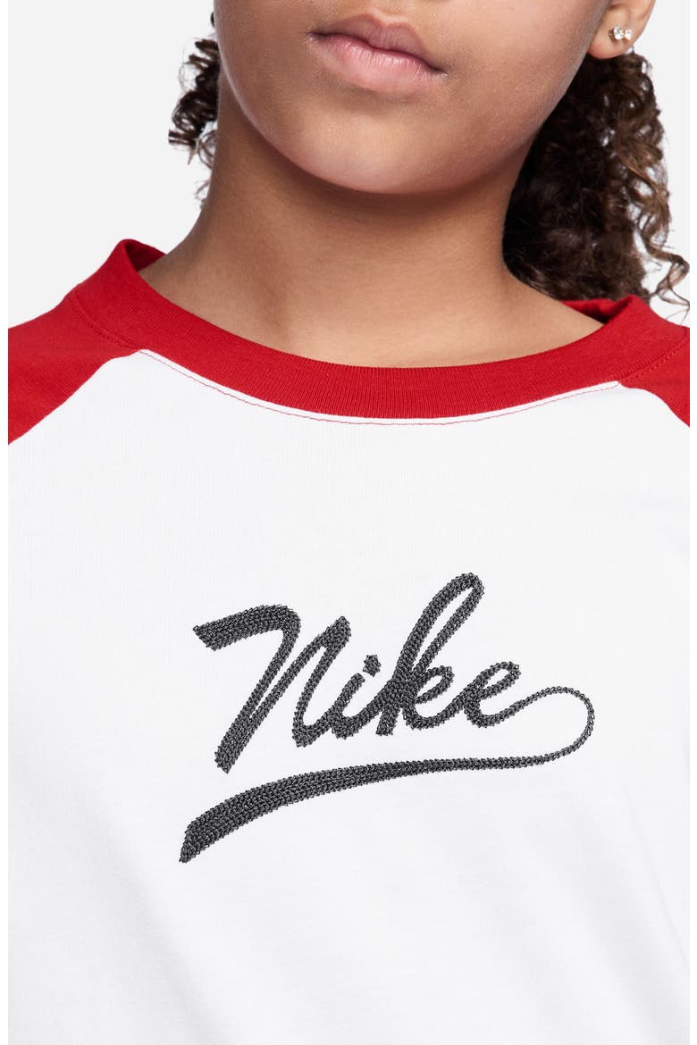 Kids Raglan Cotton Graphic T-Shirt, Alternate, color, UNIVERSITY RED