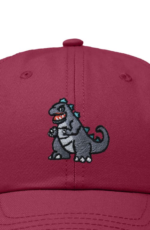 Dalix Giant Lizard Embroidered Dad Hat In Maroon