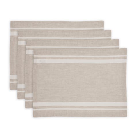 Linen Placemats - French Stripe, 14" x 19"