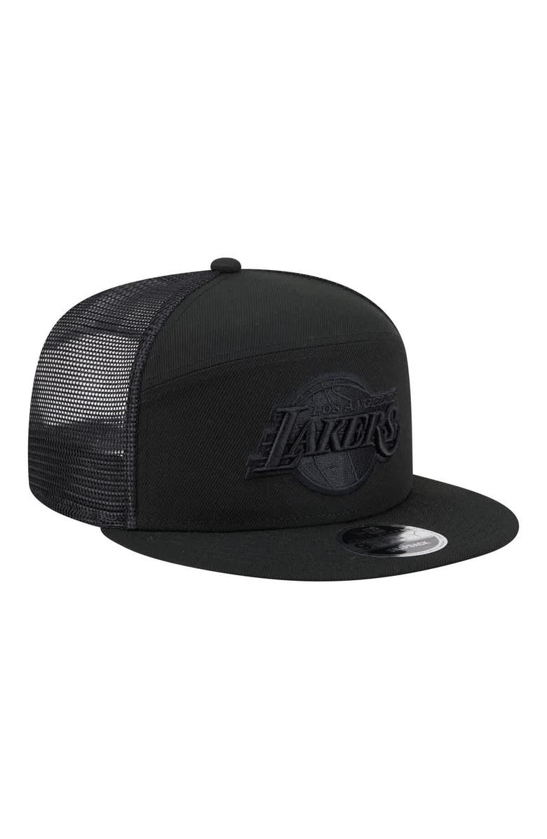 New Era Men's New Era Black Los Angeles Lakers Block Split Panel 9FIFTY Snapback Hat, Alternate, color, Black