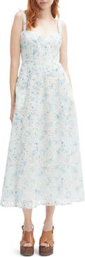 Bardot Adaline Eyelet Embroidered Corset Midi Dress