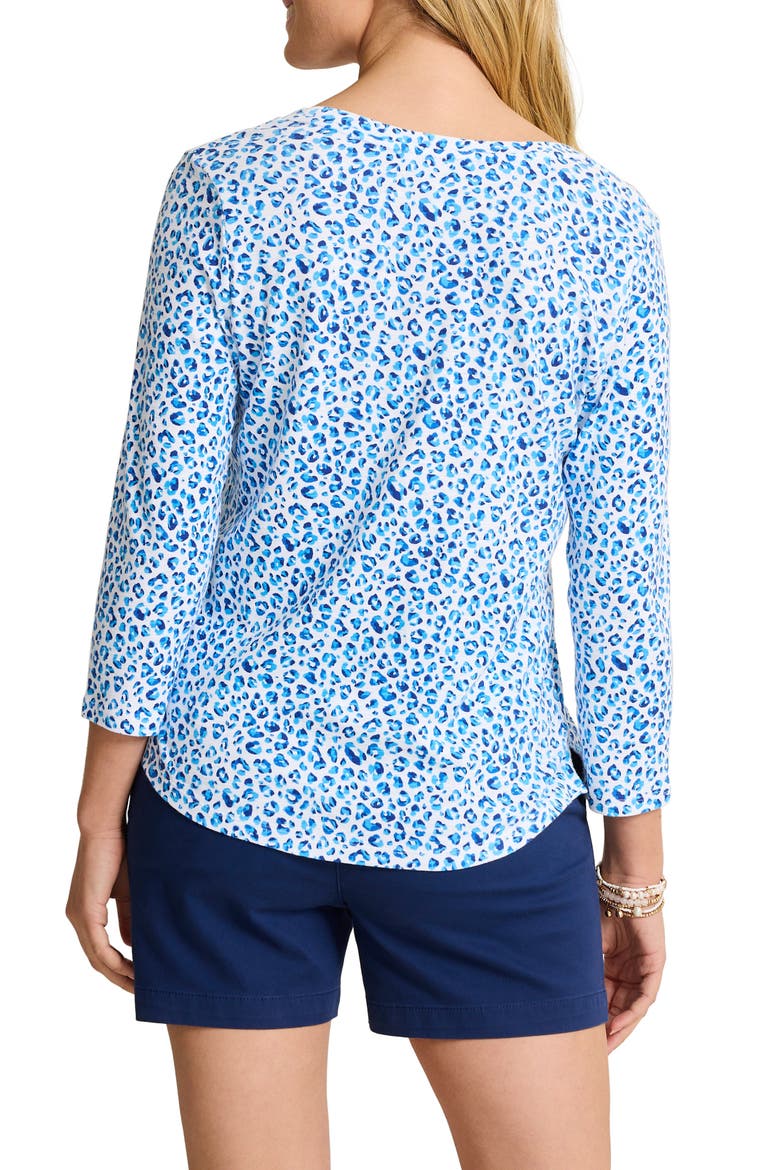 Ashley Isles Print Cotton Knit Top, Alternate, color, PALACE BLUE