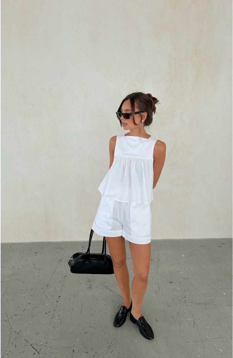 WeWoreWhat Tie Waist Short, Alternate, color, Classic White