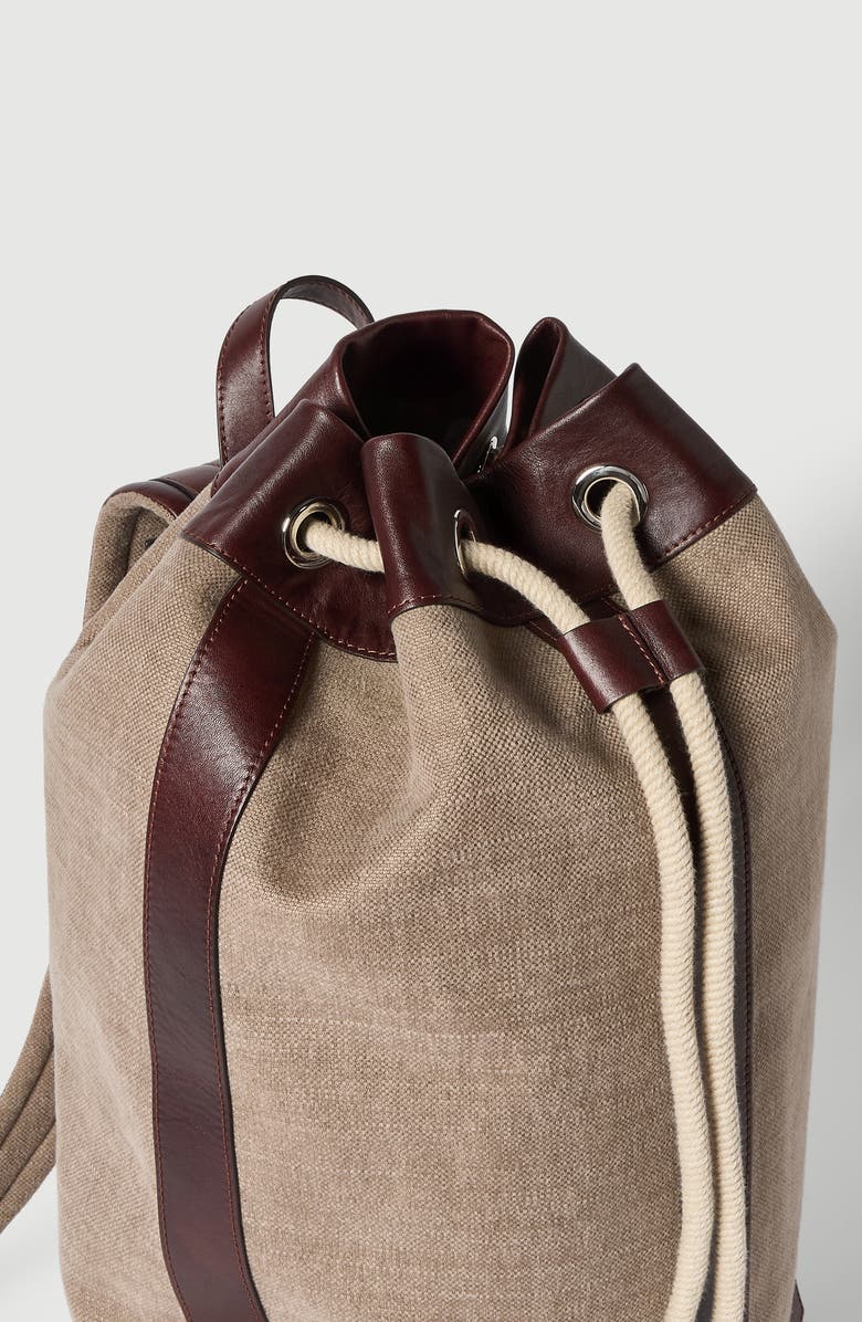 Brunello Cucinelli Water-resistant drawstring backpack, Alternate, color, Leather