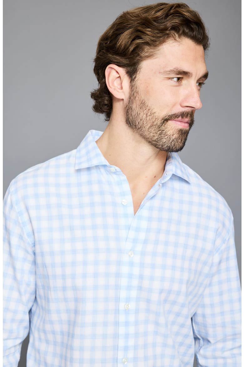 Hutcheson Plaid Button-Up Sport Shirt, Alternate, color, LIGHT BLUE/ WHITE