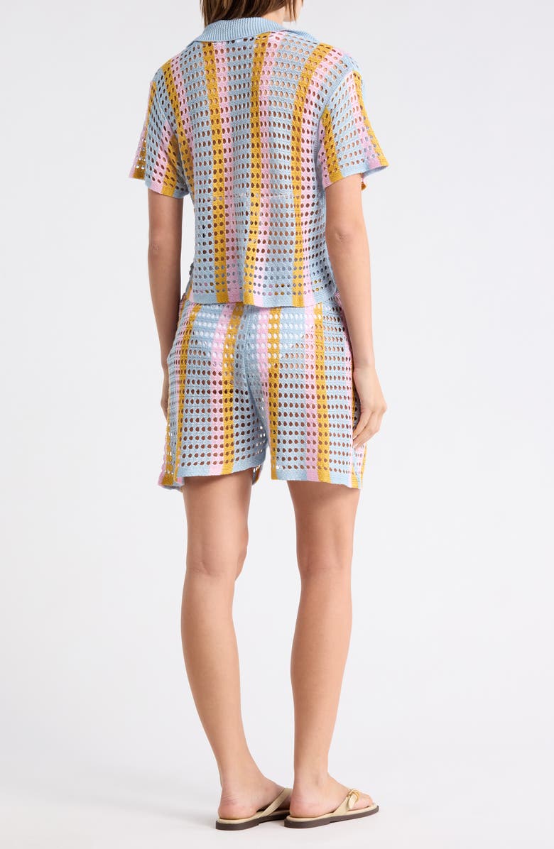 Abound Open Knit Stripe Top & Shorts Set, Alternate, color, Blue-Mustard Stripe Multi