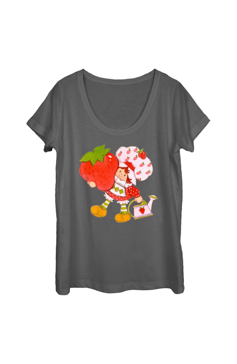 Strawberry Shortcake Women's Strawberry Shortcake Cute Berry Gardener  Scoop Neck, Main, color, Charcoal