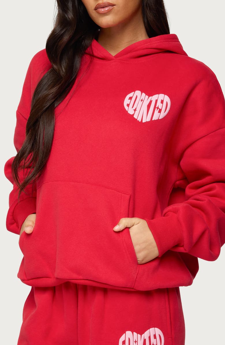 EDIKTED Major Love Hoodie, Alternate, color, Red