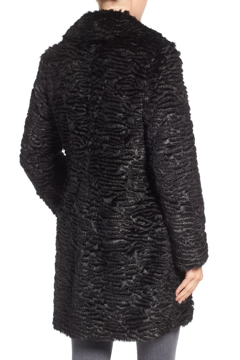 Faux Persian Lamb Coat, Alternate, color, BLACK
