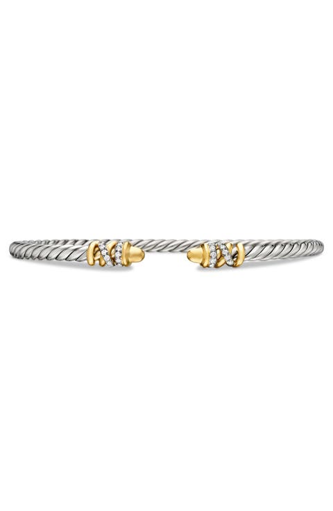 Petite Helena 18K Gold Domes & Diamond Open Bracelet