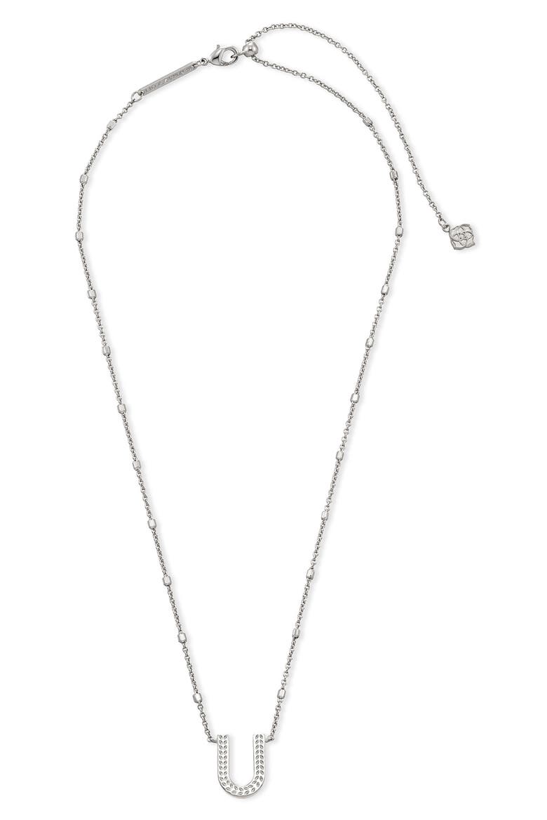 Initial Pendant Necklace, Alternate, color, RHODIUM METAL-U