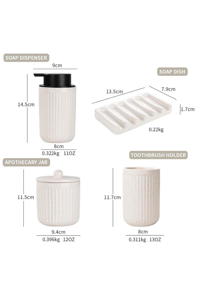 Pockmark Foaming Bathroom Set Recycled Eco-Clay, Alternate, color, Beige
