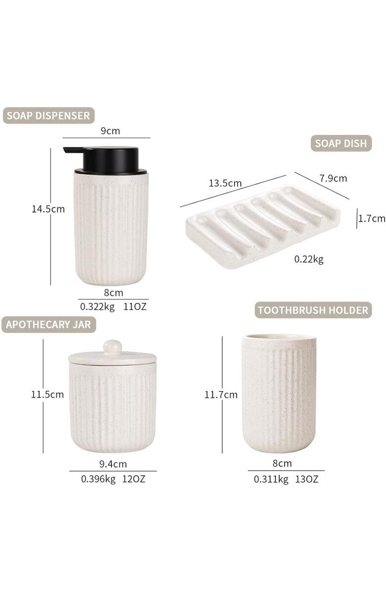 Bosilunlife Pockmark 4-Piece Foaming Bathroom Set Sustainable Ceramic, Alternate, color, 