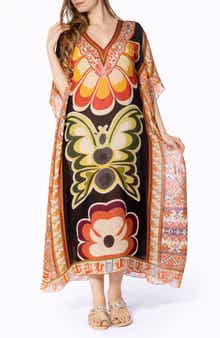 RANEES Print V-Neck Maxi Caftan
