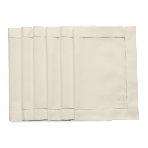 Cotton Linen Hemstitch Placemats Set of 6, 14 x 19"