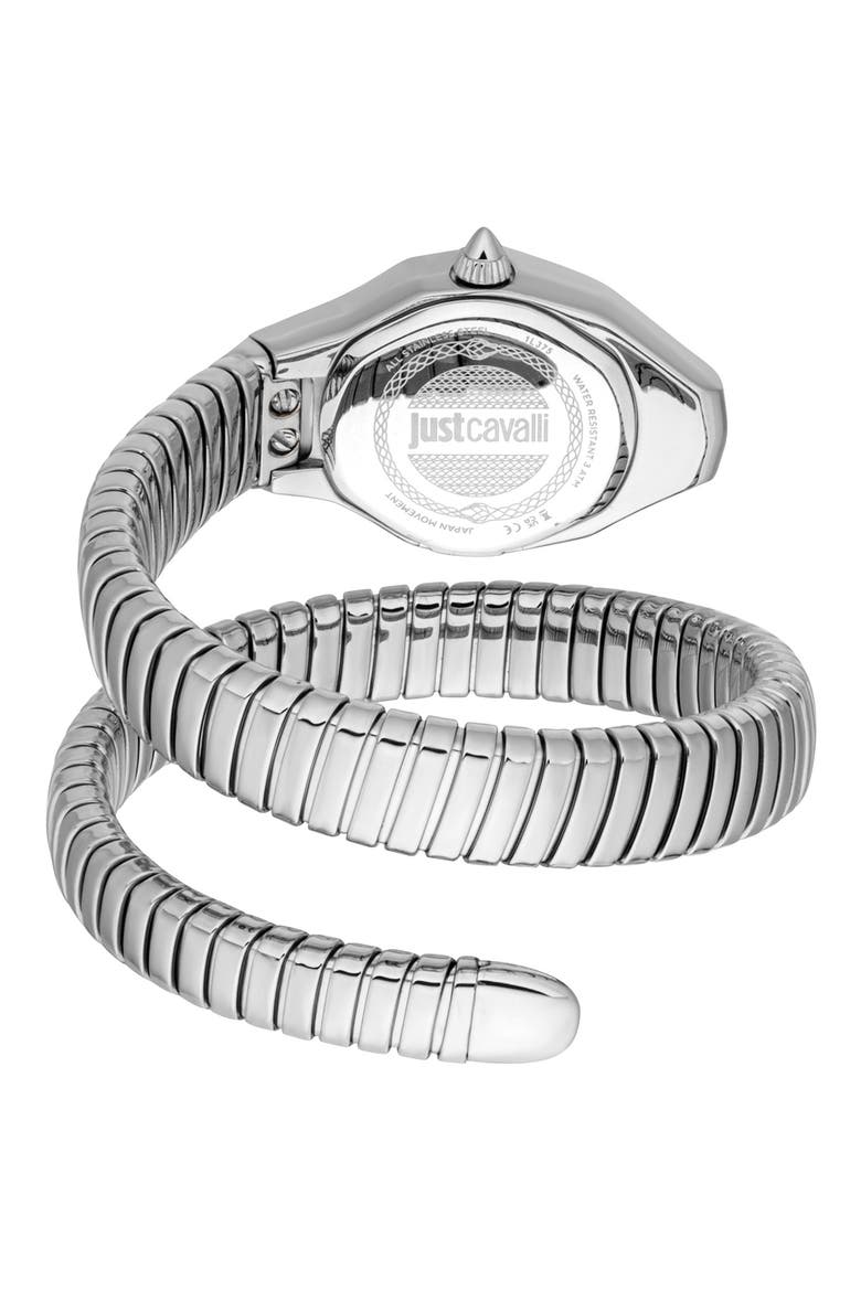 Vivace Snake Wraparound Bracelet Watch, 22.5mm x 33mm, Alternate, color, SILVER