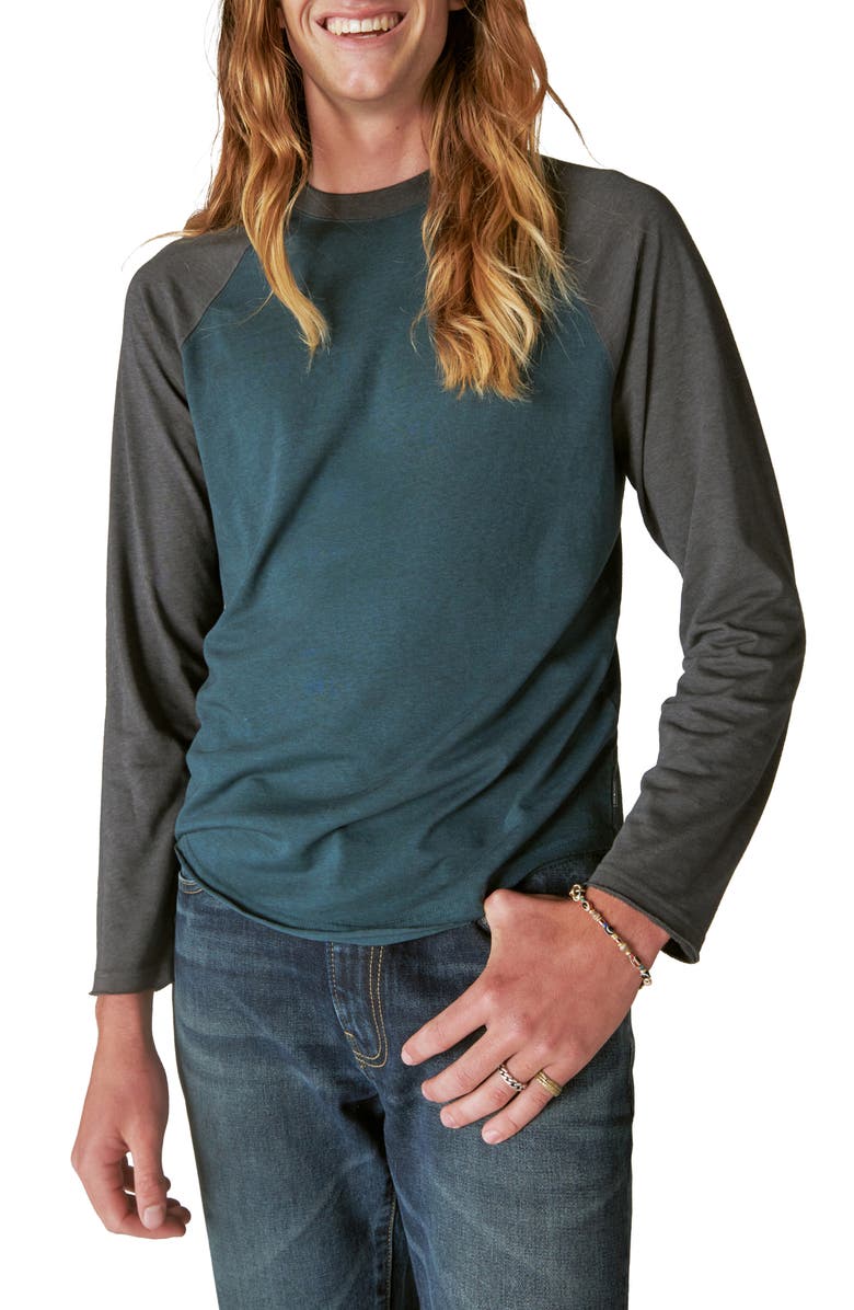 Lucky Brand Venice Burnout Cotton Blend Long Sleeve T-Shirt, Main, color, 