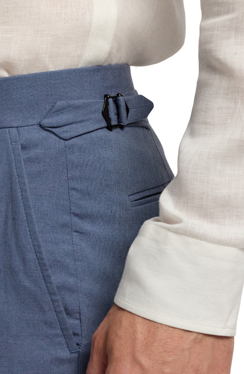 Ralph Lauren Purple Label Gregory Flat Front Silk & Linen Trousers, Alternate, color, Vintage Indigo