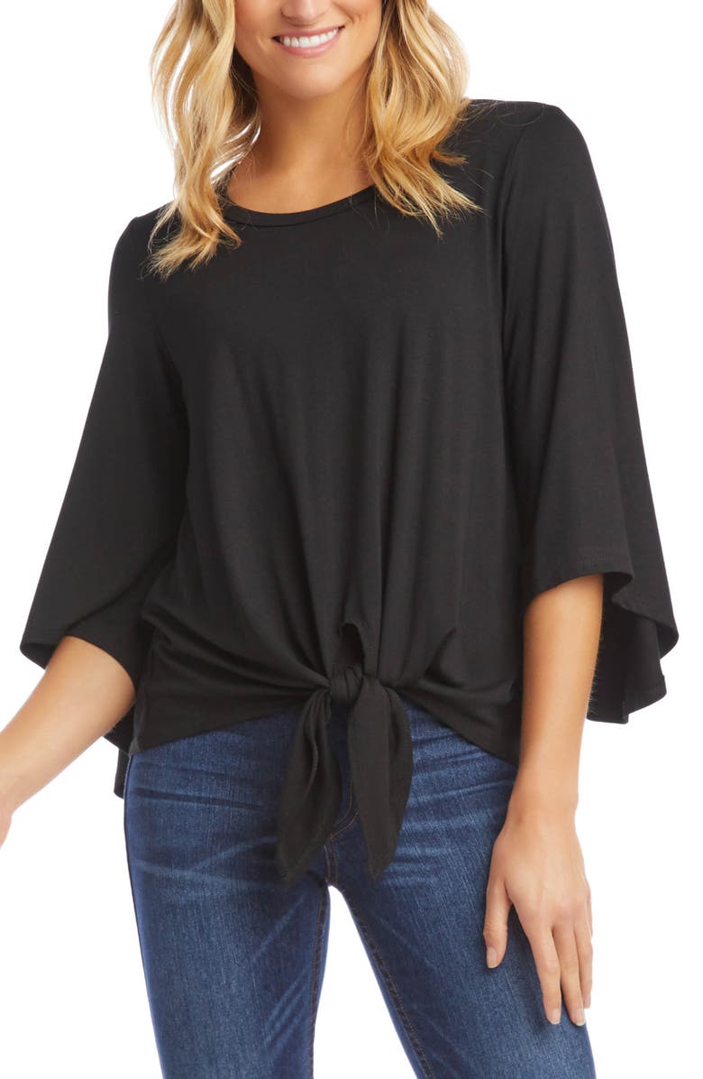 Karen Kane Tie Front Bell Sleeve Top, Main, color,
