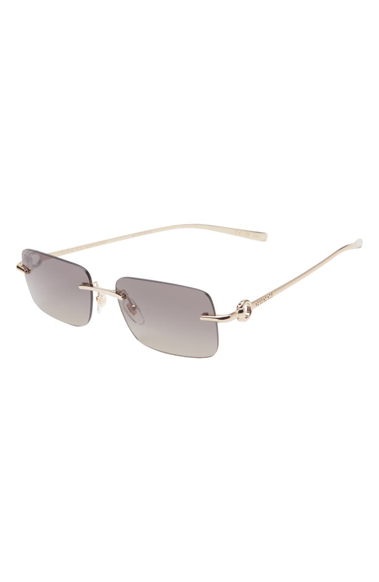 Gucci 55mm Rimless Rectangular Sunglasses, Alternate, color, Gold