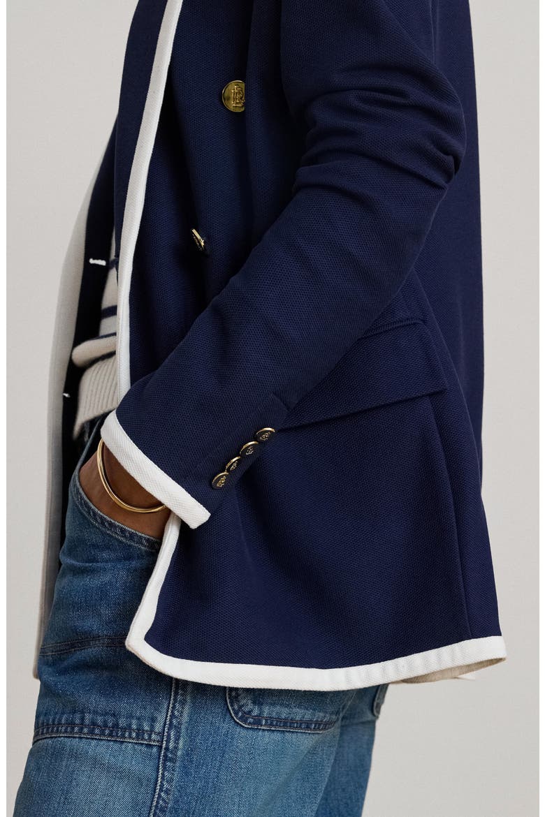 Tahir Double Breasted Piqué Knit Blazer, Alternate, color, REFINED NAVY BLUE