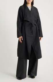 Eileen Fisher Organic Cotton & Recycled Nylon Drape Neck Coat