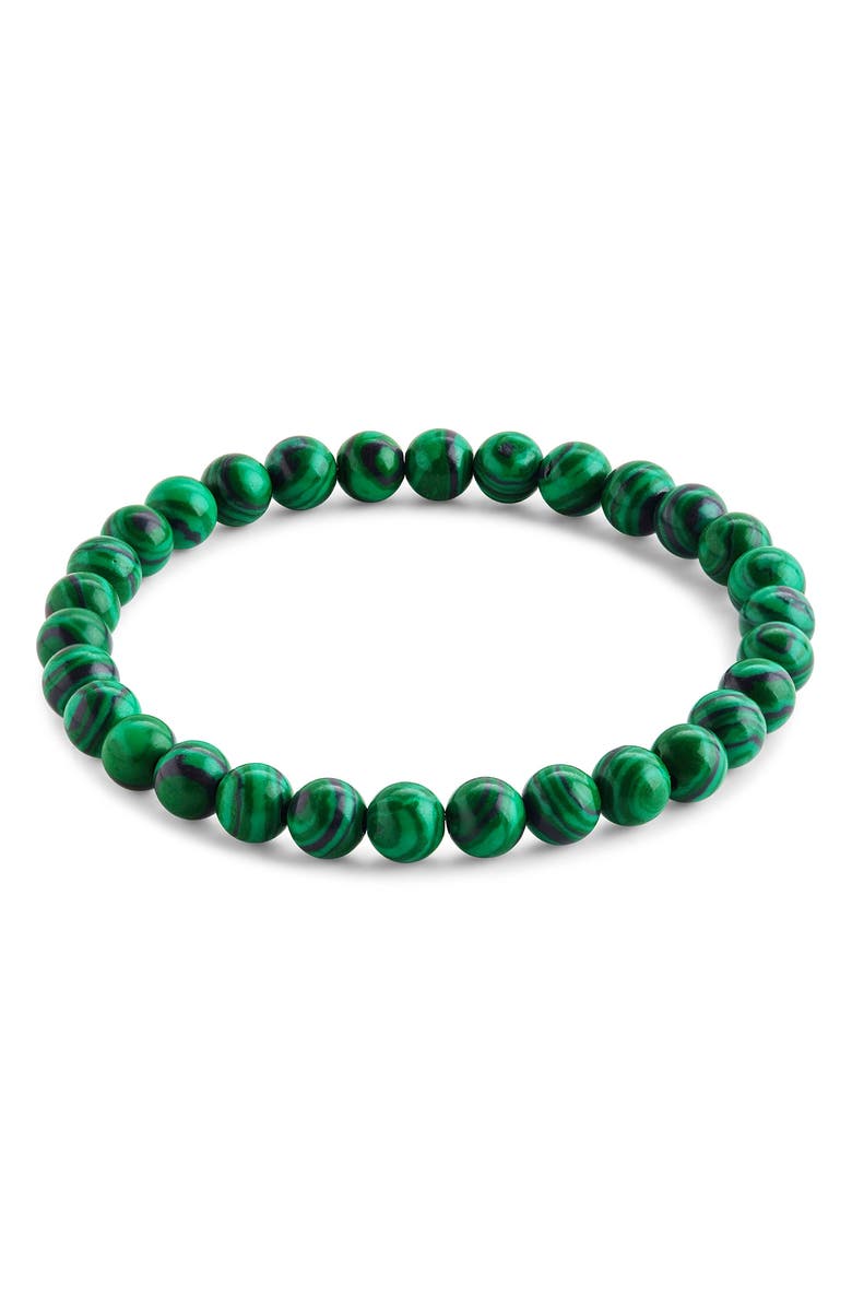 Sterling Forever Malachite Beaded Stretch Bracelet, Alternate, color, Malachite