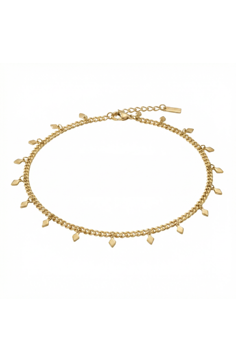 Bliss Diamond Sabrina Anklet 4mm Curb Chain 10" Lobster Clasp 18k Plated gold, Main, color, 18K Yellow Gold