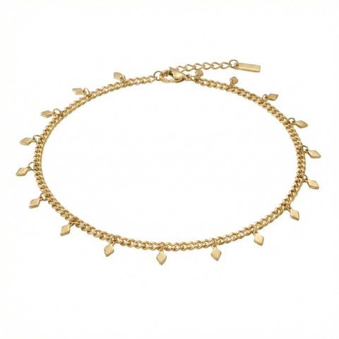 Sabrina Anklet 4mm Curb Chain 10" Lobster Clasp 18k Plated gold