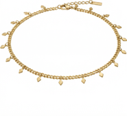 Bliss Diamond Sabrina Anklet 4mm Curb Chain 10" Lobster Clasp 18k Plated gold