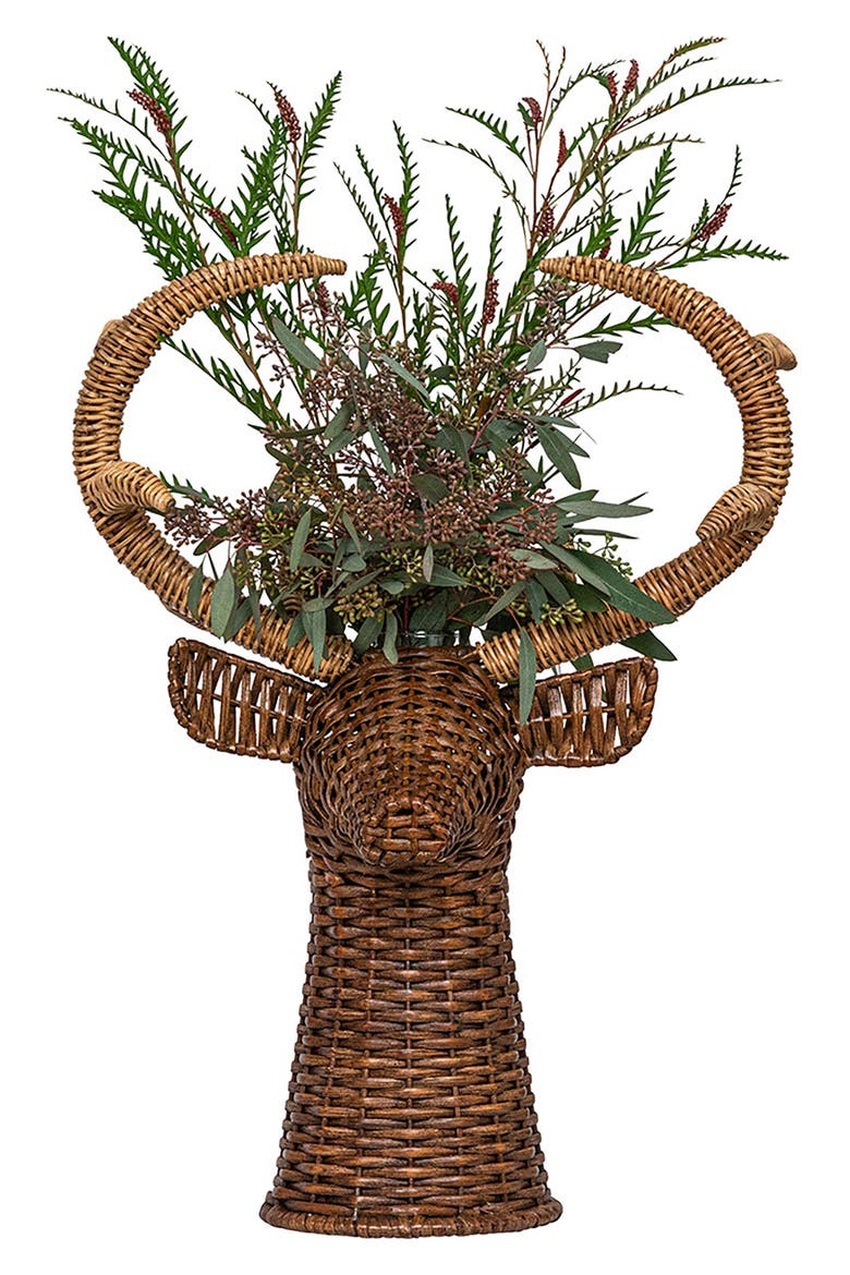 Devon Will Stag Vase, Alternate, color, BROWN