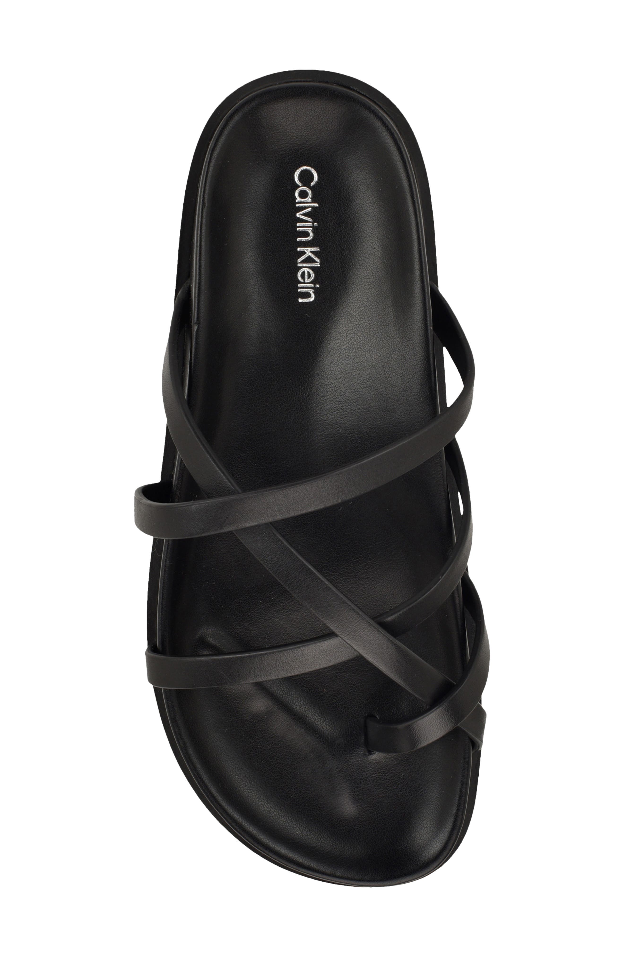 Calvin Klein Helden Toe Loop Sandal, Alternate, color, Black