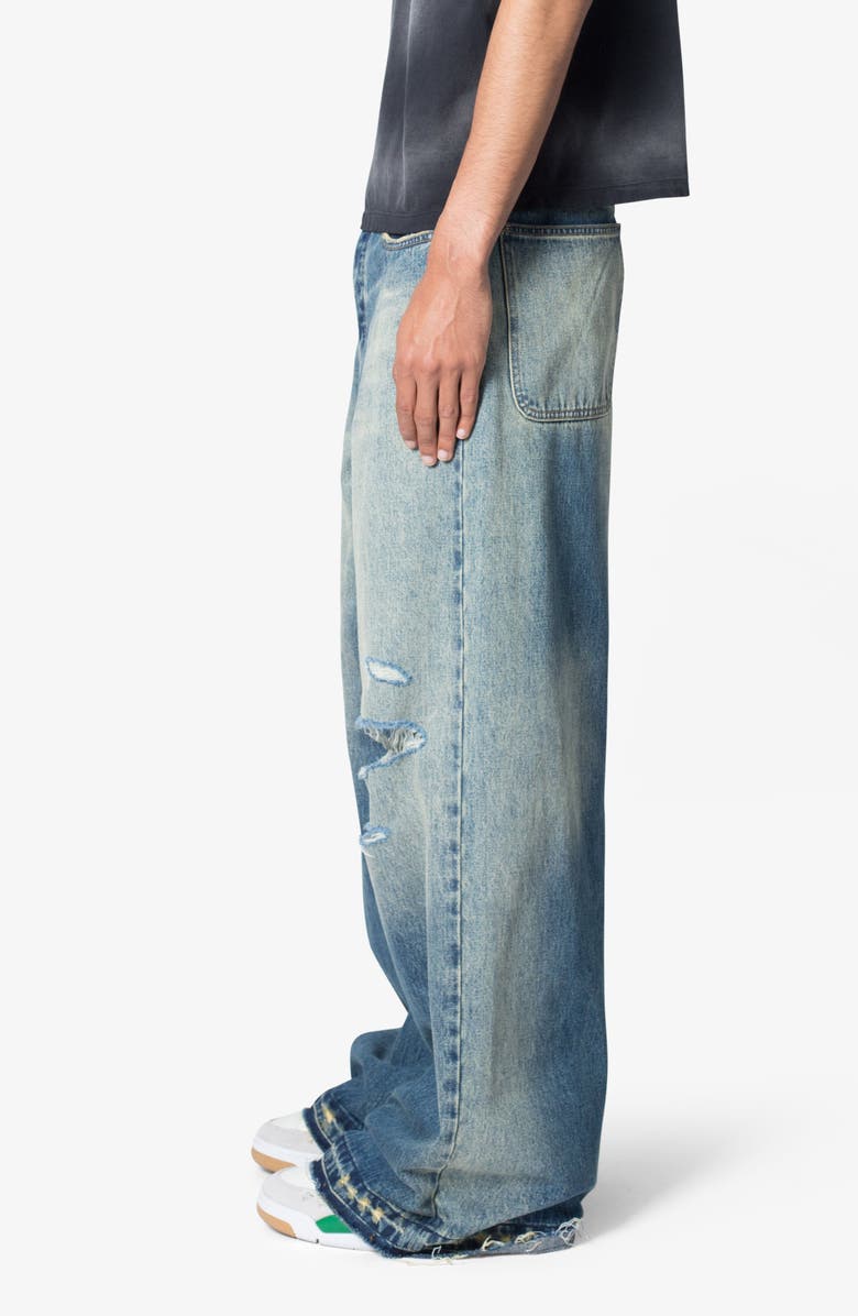 mnml Baggy Rave Ripped Wide Leg Jeans, Alternate, color, Blue
