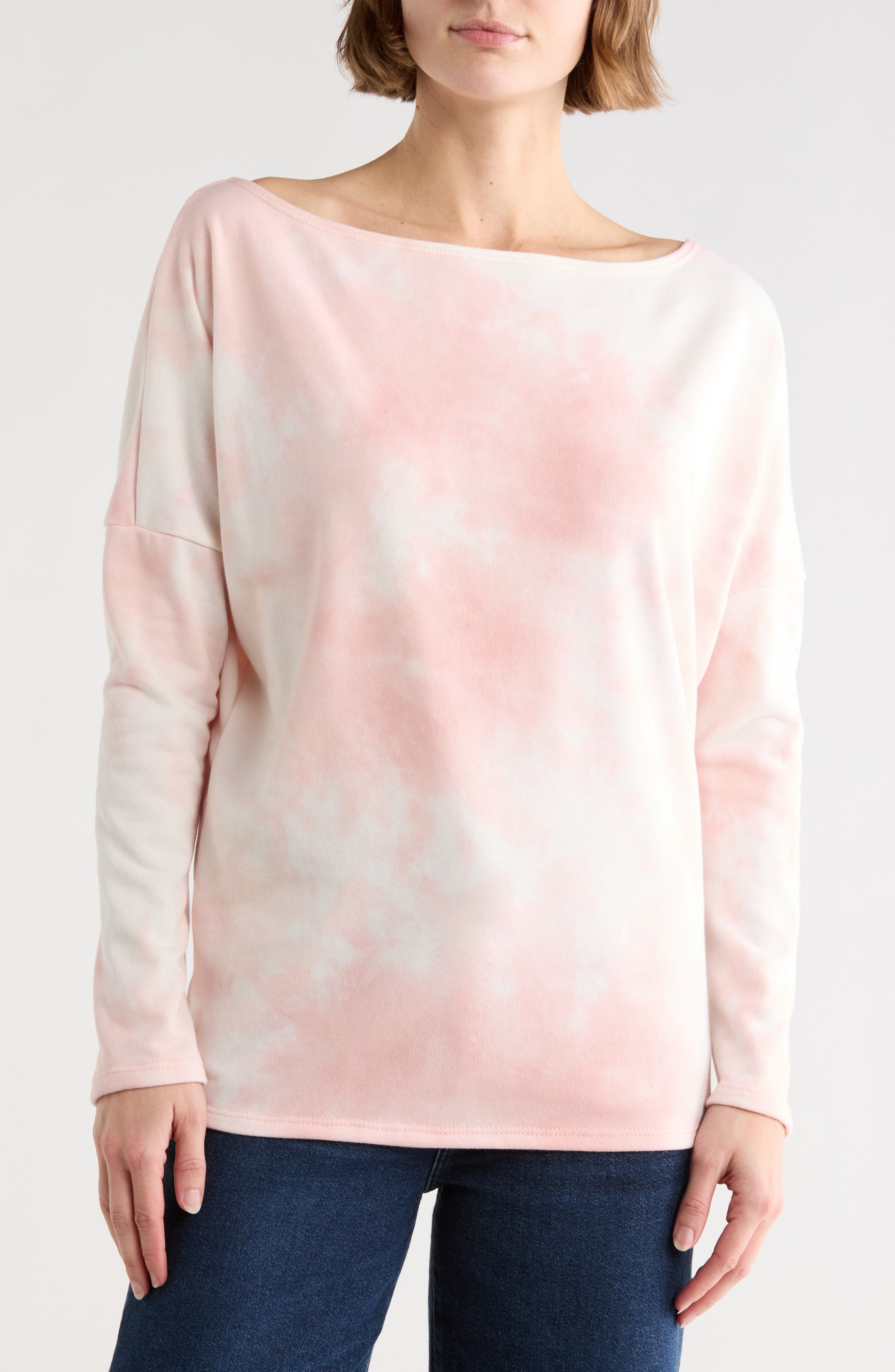GO COUTURE Tie Dye Boat Neck Sweater