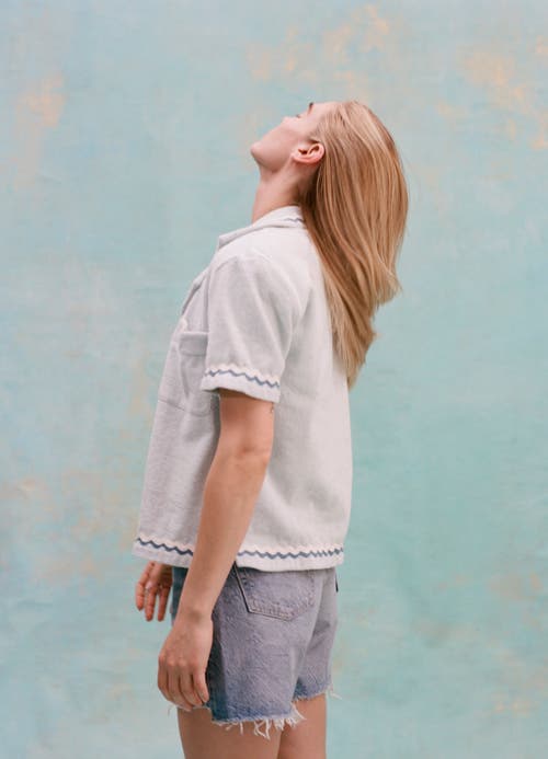 Tombolo 'rick Rack' Cabana ~ Crop Cut In Sky Blue