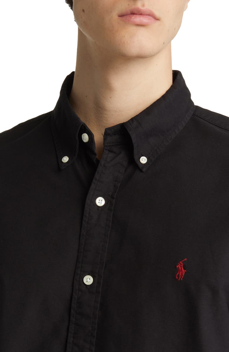 Polo Ralph Lauren Classic Fit Garment Dyed Cotton Button-Up Shirt, Alternate, color, Polo Black