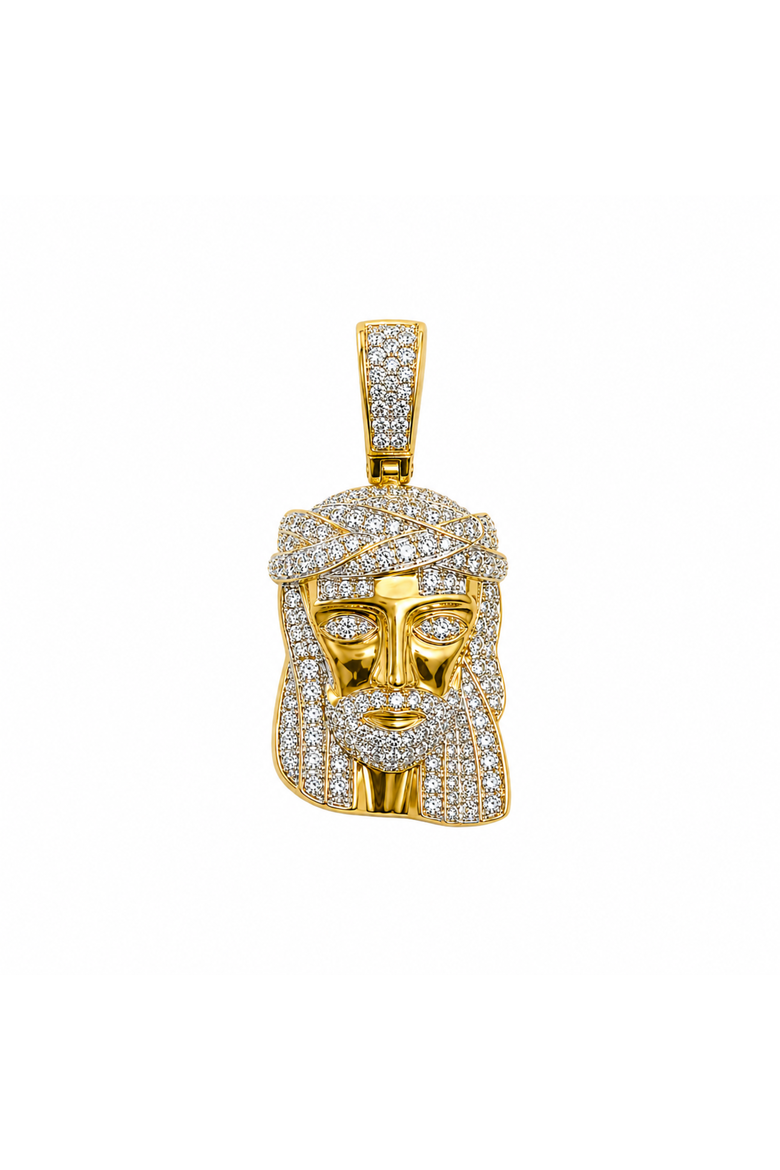 Crowned in Light 10K Gold 0.25 Ct Diamond Jesus Pendant, Main, color, 10K Yellow Gold