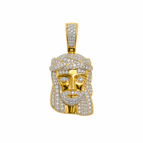 Crowned in Light 10K Gold 0.25 Ct Diamond Jesus Pendant