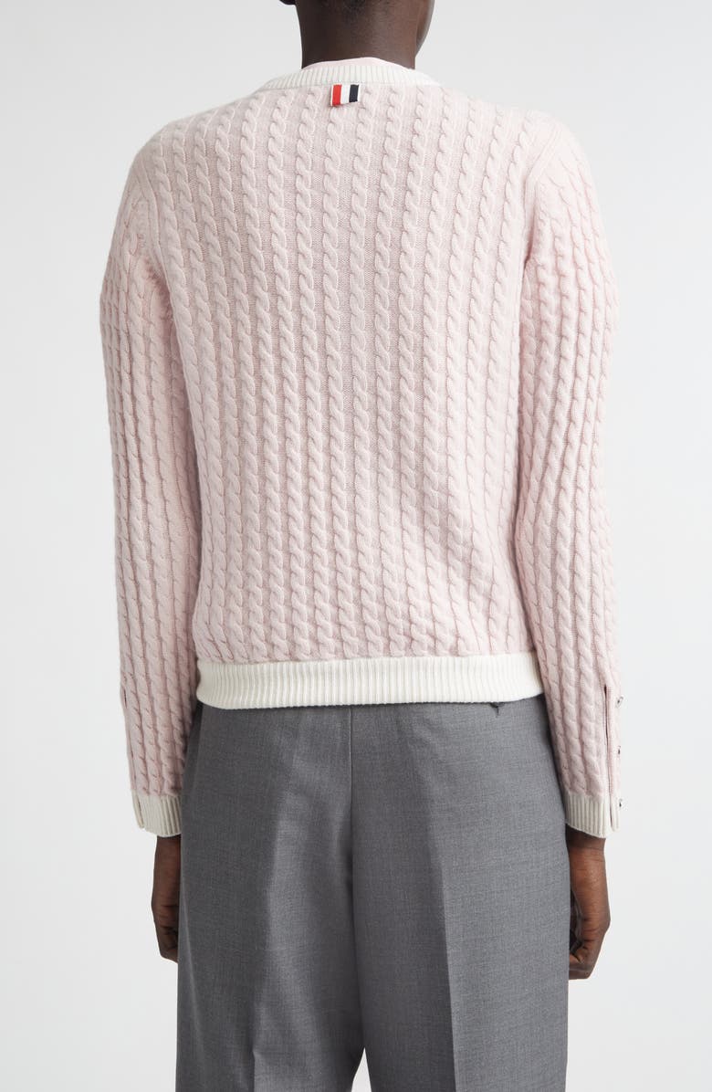 Thom Browne Baby Cable Cashmere Cardigan, Alternate, color, Light Pink