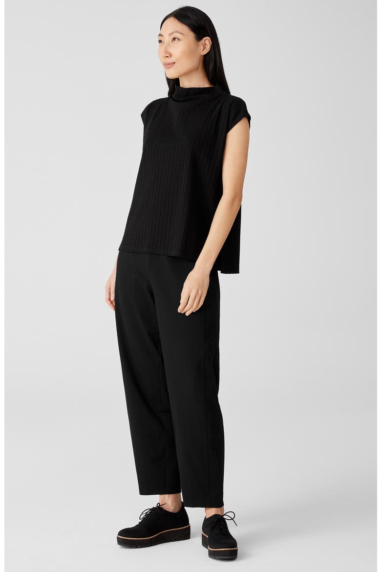 Funnel Neck Cap Sleeve Top, Alternate, color, BLACK