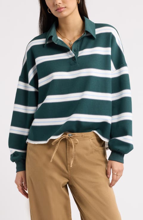Stripe Cotton Blend Rugby Sweatshirt